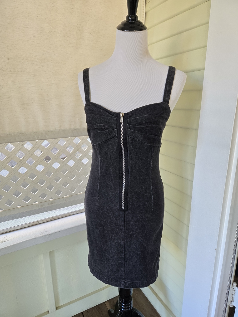 Black Sleeveless Zip-Front Mini Dress